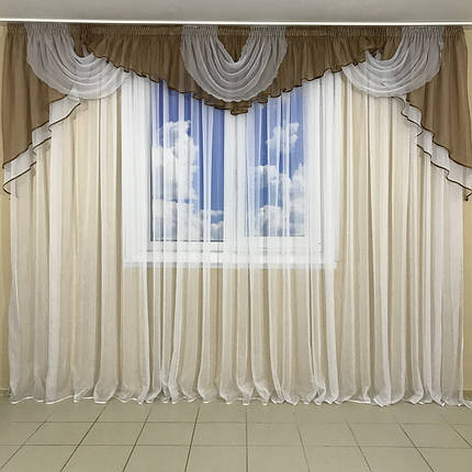 Ламбрекен шифоновий 3-3,5 м №101 коричневий, фото 1