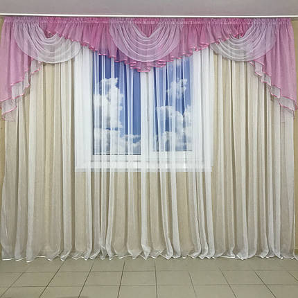 Ламбрекен шифоновий 3-3,5 м №101 рожевий, фото 1