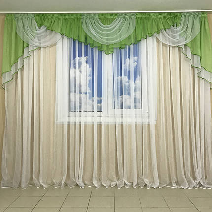 Ламбрекен шифоновий 3-3,5 м №101 салатовий, фото 1