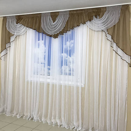 Ламбрекен шифоновий 3-3,5 м №101 коричневий, фото 3