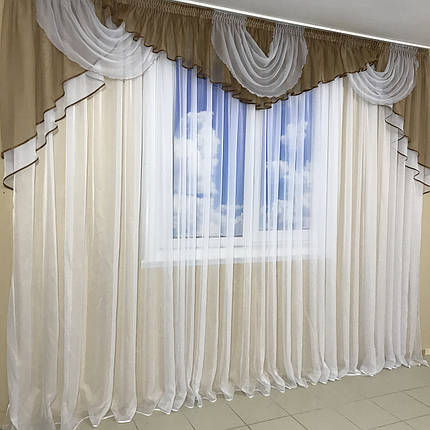 Ламбрекен шифоновий 3-3,5 м №101 коричневий, фото 2