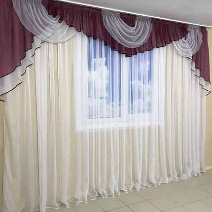 Ламбрекен шифоновий 3-3,5 м №101 бордо, фото 4