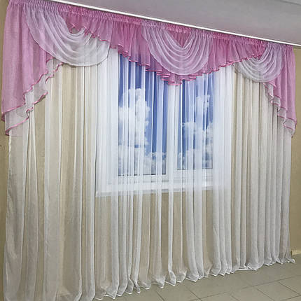 Ламбрекен шифоновий 3-3,5 м №101 рожевий, фото 3