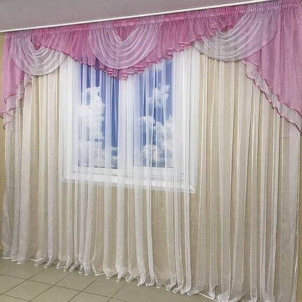 Ламбрекен шифоновий 3-3,5 м №101 рожевий, фото 2