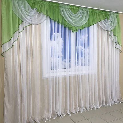 Ламбрекен шифоновий 3-3,5 м №101 салатовий, фото 2