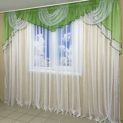 Ламбрекен шифоновий 3-3,5 м №101 салатовий, фото 3