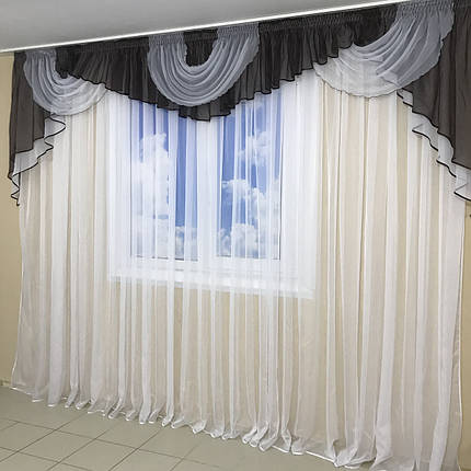 Ламбрекен шифоновий 3-3,5 м №101 шоколад, фото 2