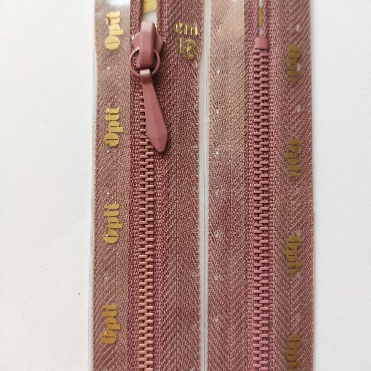 Блискавка фарбований метал нерознімна 4 OPTI Німеччина 22 см колір Пильно-рожево-бузковий