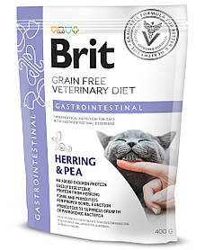 Brit Veterinary Diet GASTROINTESTINAL корм для кішок у разі порушення травлення СЕЛЬДЬ і ГОРОХ, 400 г