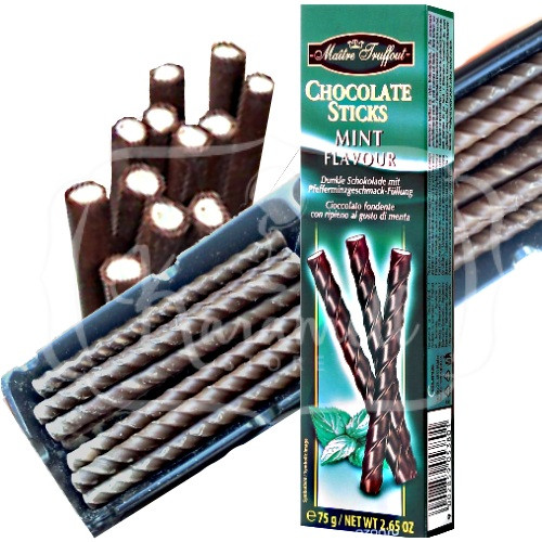 Шоколад чорний з м'ятою Chocolate Sticks Mint Flavour Maitre Truffout 75 г Австрія