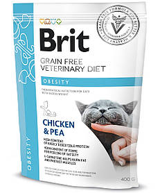 Brit Veterinary Diet OBESITY беззерновий корм для кішок із надмірною вагою КУРИЦА та ГОРОХ, 400 г