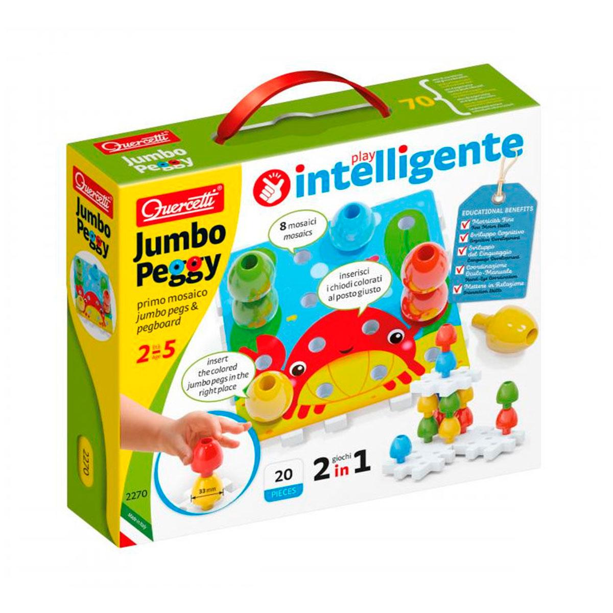 Дитяча Мозаїка Quercetti Jumbo Peggy (великі фішки (16 шт.), картки, основи) 2270-Q