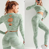 (розмір М) Костюм для фітнесу, жіночий одяг для фітнесу, камуфляжний