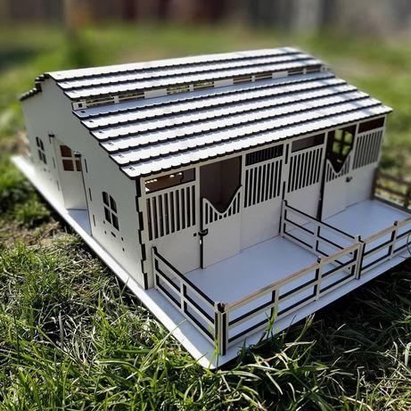 Деревянная детская игрушечная самосборная конюшня для коней с загонами ...