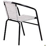 Металевий стілець-крісло AMF Taco чорний-каркас сидіння-сірий меланж для вуличного кафе і саду, фото 5