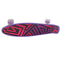 Скейт-піні борд маленький лонгборд Best Board Р, дошка 55 см, колеса світяться для фрирайду Фіолетовий