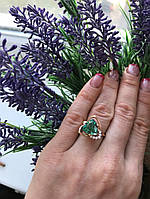 Золотое кольцо с зеленым кварцем Симфония