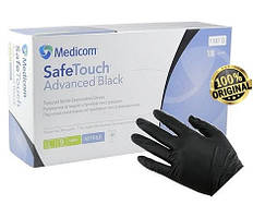 Рукавички нітрилові чорні Medicom без пудри, розмір XL ( 100 шт в упаковці)
