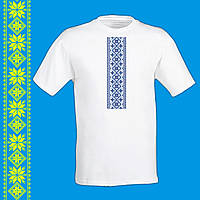 Футболка - вышиванка с принтом "Украинский орнамент-узор (синий)" Push IT S, Белый