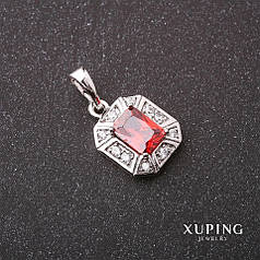 Кулон із червоним каменем колір срібло в стразах позолота 12*20 мм Xuping Mir-34134