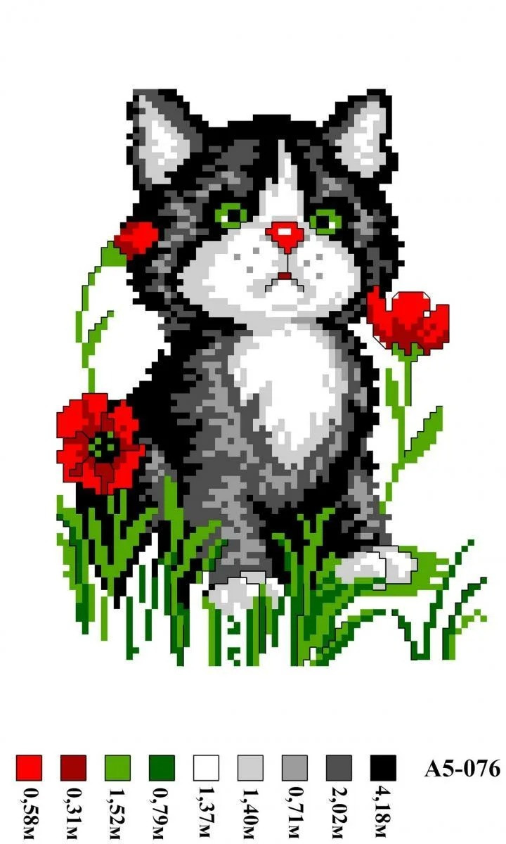 Набір для вишивки нитками А5-076 Кошеня, фото 1