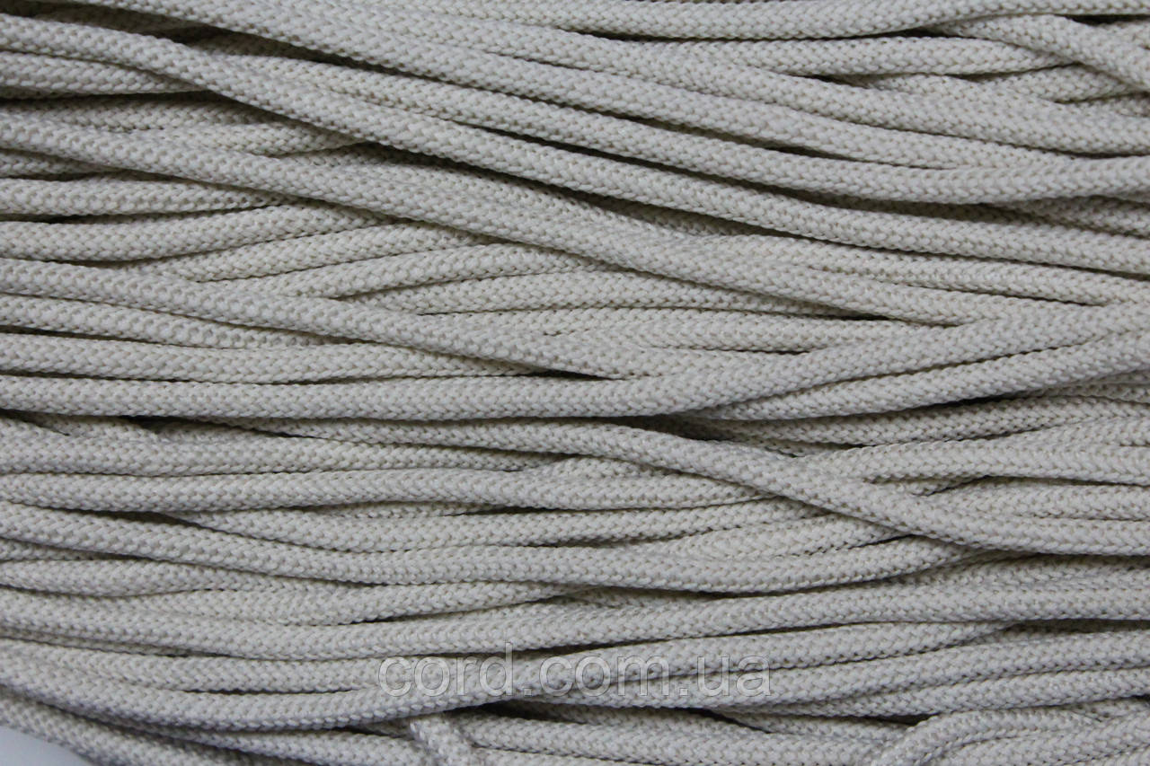 Шнур круглий 5 мм 200м світло-бежевий, фото 1