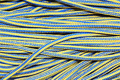 Шнур круглий м'який поліестер 5мм жовтий+синій моток 200м