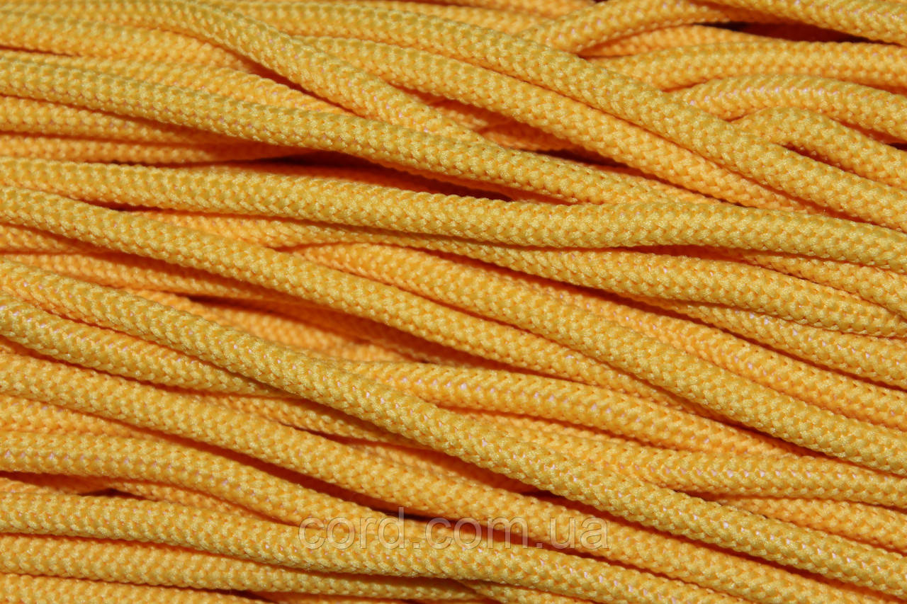Шнур круглий м'який поліестер 5мм жовтий моток 200м, фото 1