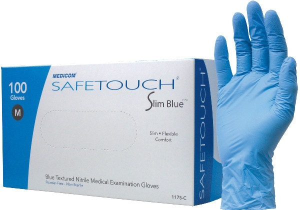 Рукавички нітрилові сині Medicom без пудри, розмір M ( 100 шт в упаковці)