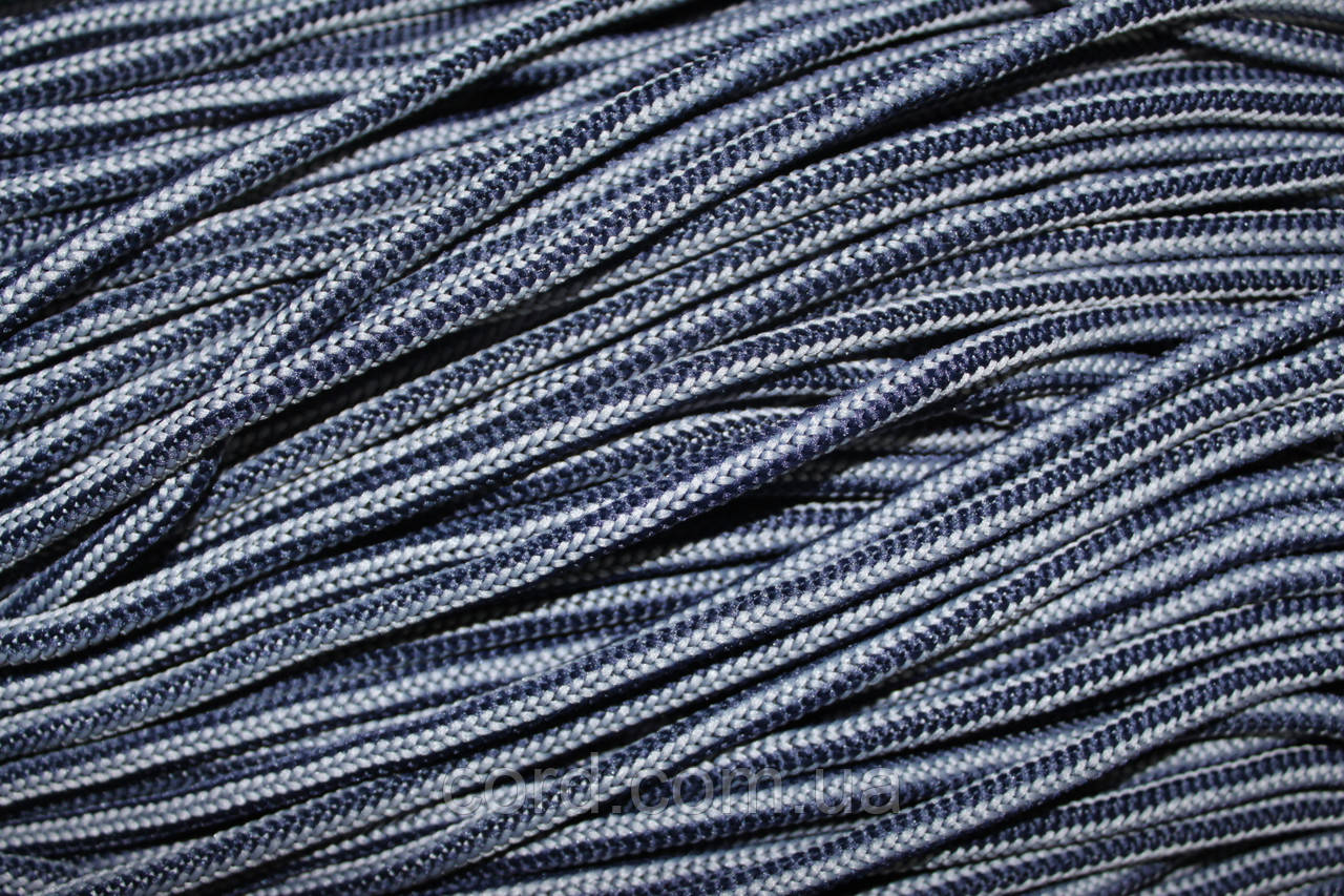 Шнур круглий м'який поліестер 5мм синій+сірий моток 200м, фото 1