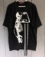Мужская футболка летняя с принтом скелета черная Турция. Живое фото. Топ качество