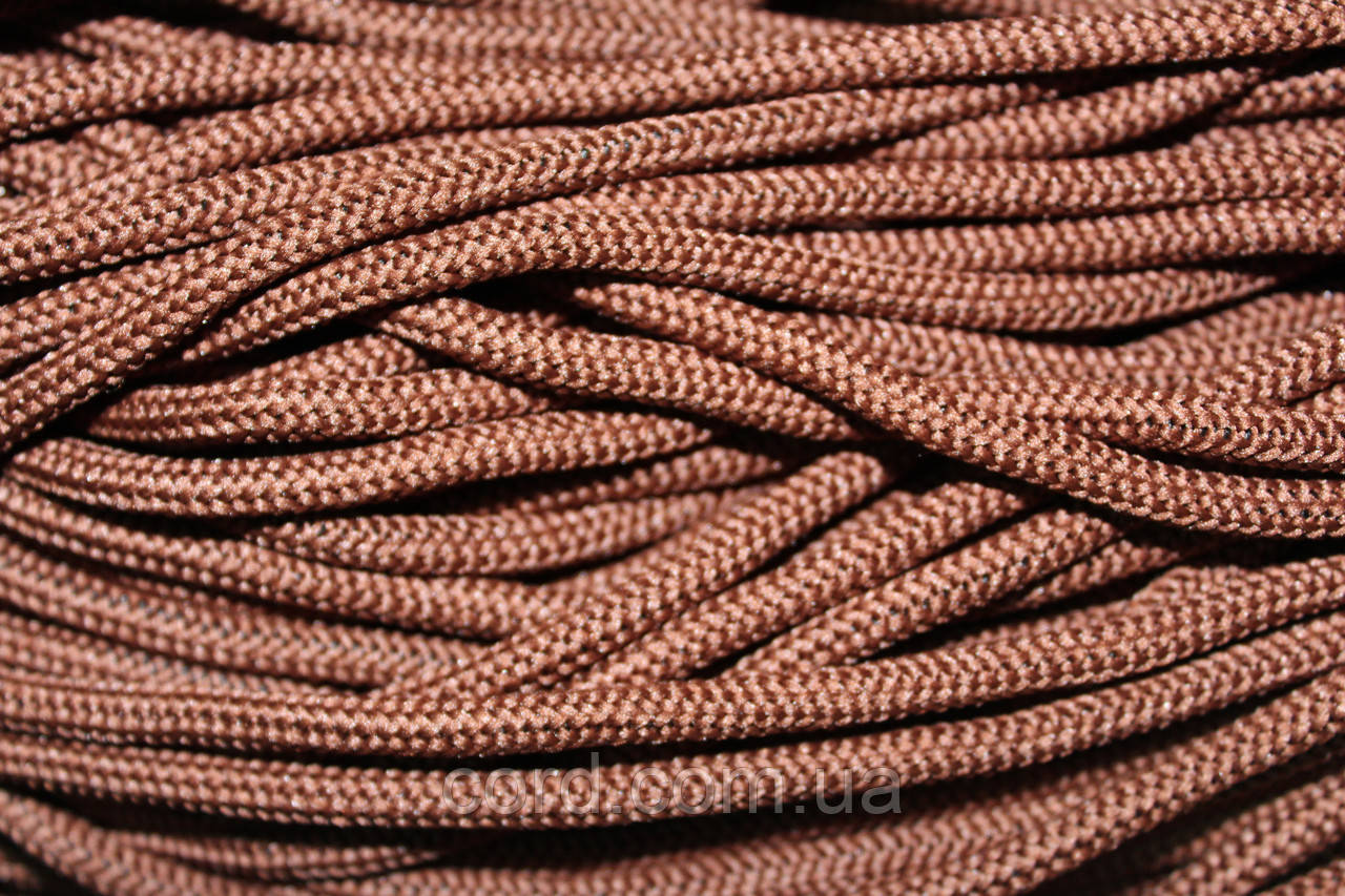 Шнур круглий м'який поліестер 5мм шоколад моток 200м, фото 1