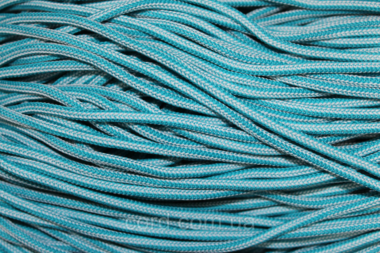 Шнур круглий м'який поліестер 5мм морська хвиля+білий моток 200м, фото 1