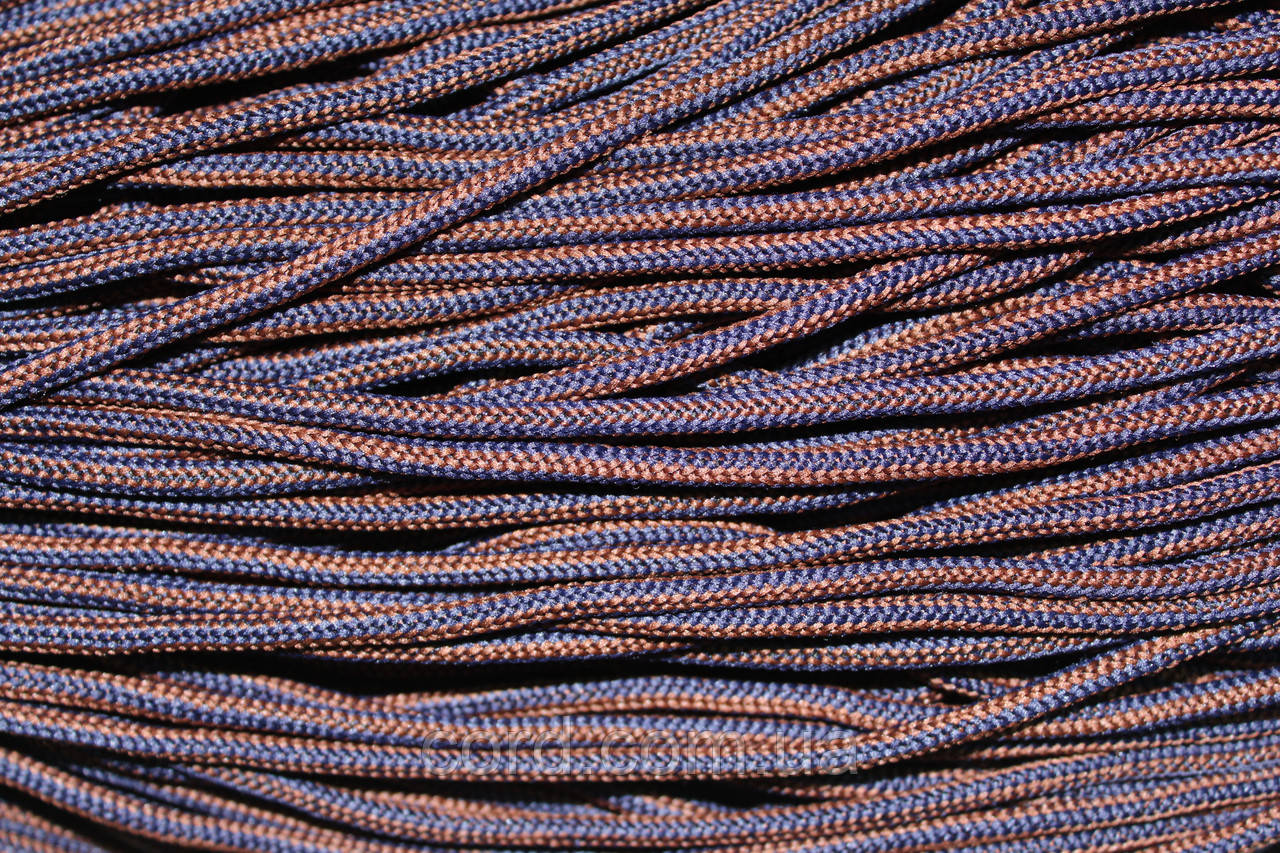 Шнур круглий м'який поліестер 5мм синій+коричневий моток 200м, фото 1