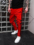 Штани чоловічі спортивні бавовна червоні з чорними лампасами Київ, фото 2