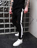 Чоловічі спортивні штани бавовна чорні з білими лампасами Київ, фото 2