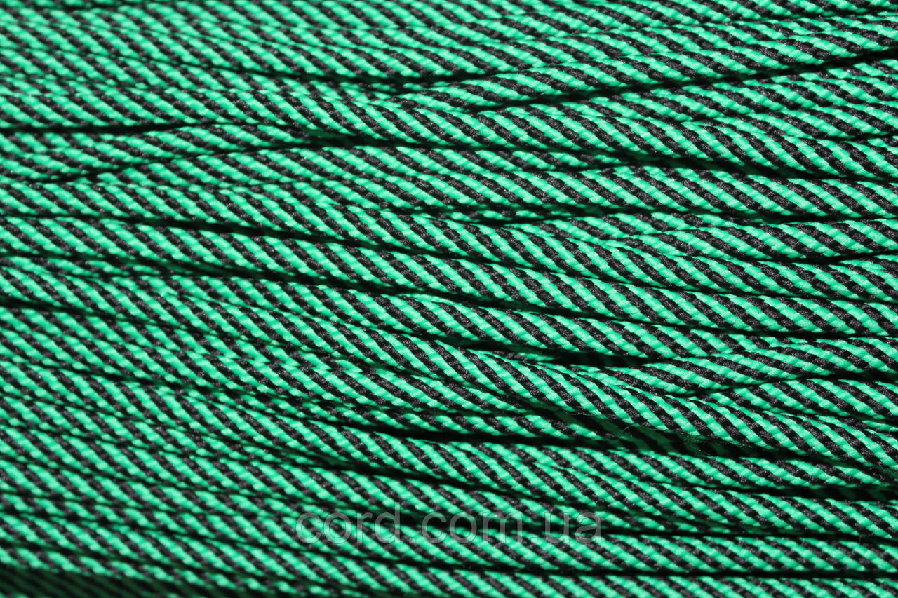 Шнур круглий 5 мм 100м зелений+чорний, фото 1