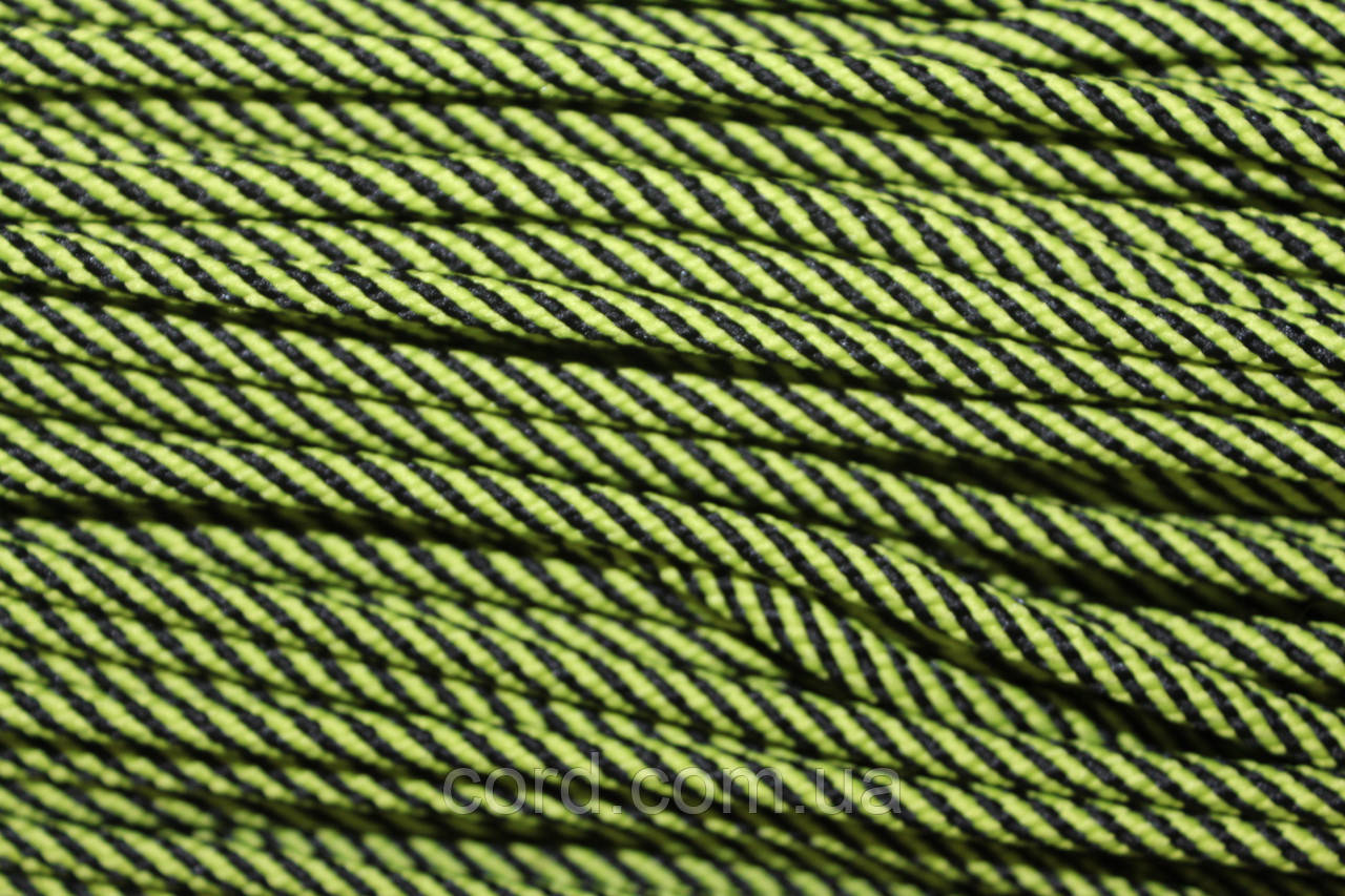 Шнур круглий спіраль 5мм салат+чорний моток 100м, фото 1
