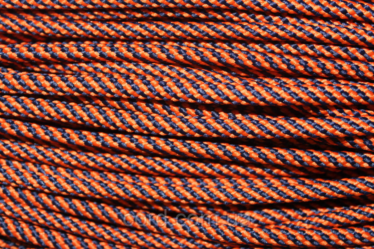 Шнур круглий спіраль 5мм помаранчевий+синій моток 100м, фото 1
