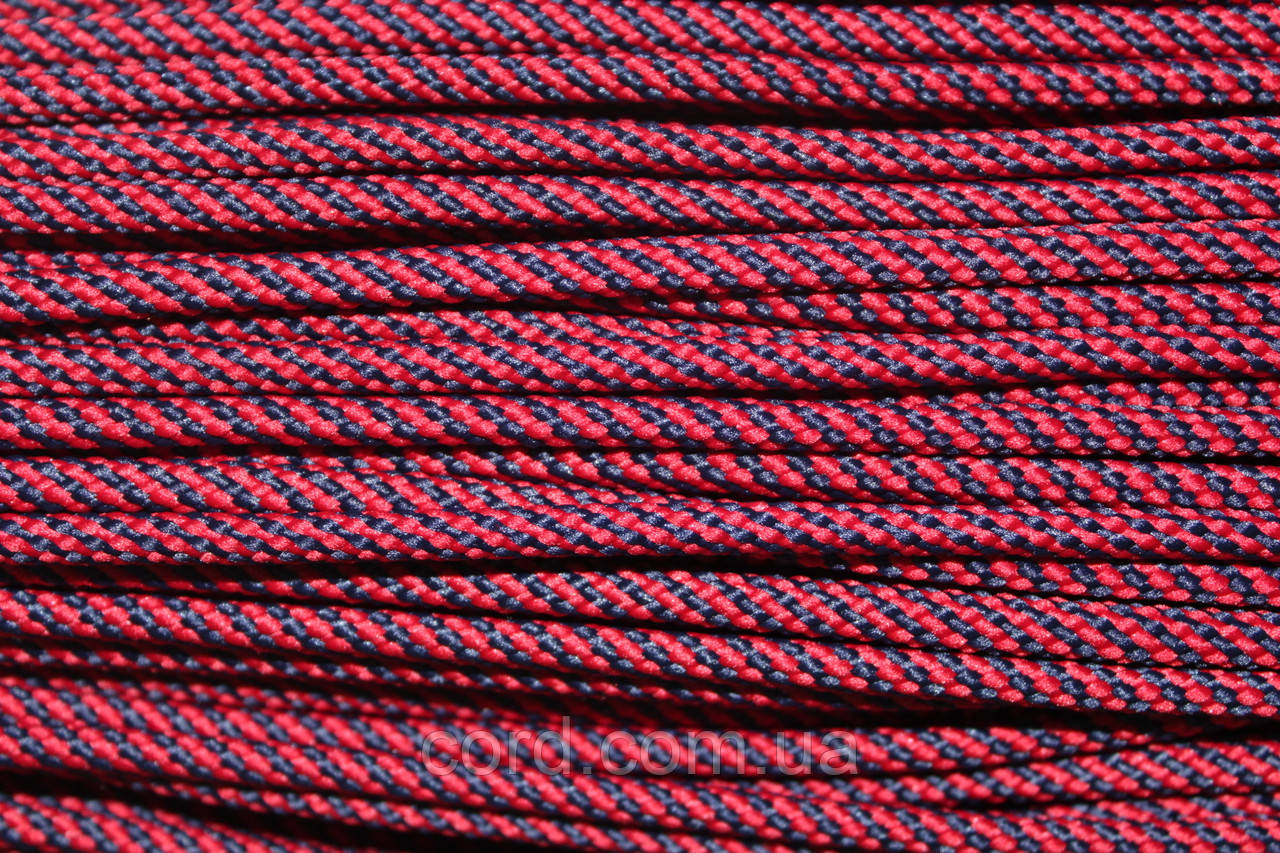Шнур круглий спіраль 5мм червоний+синій моток 100м, фото 1