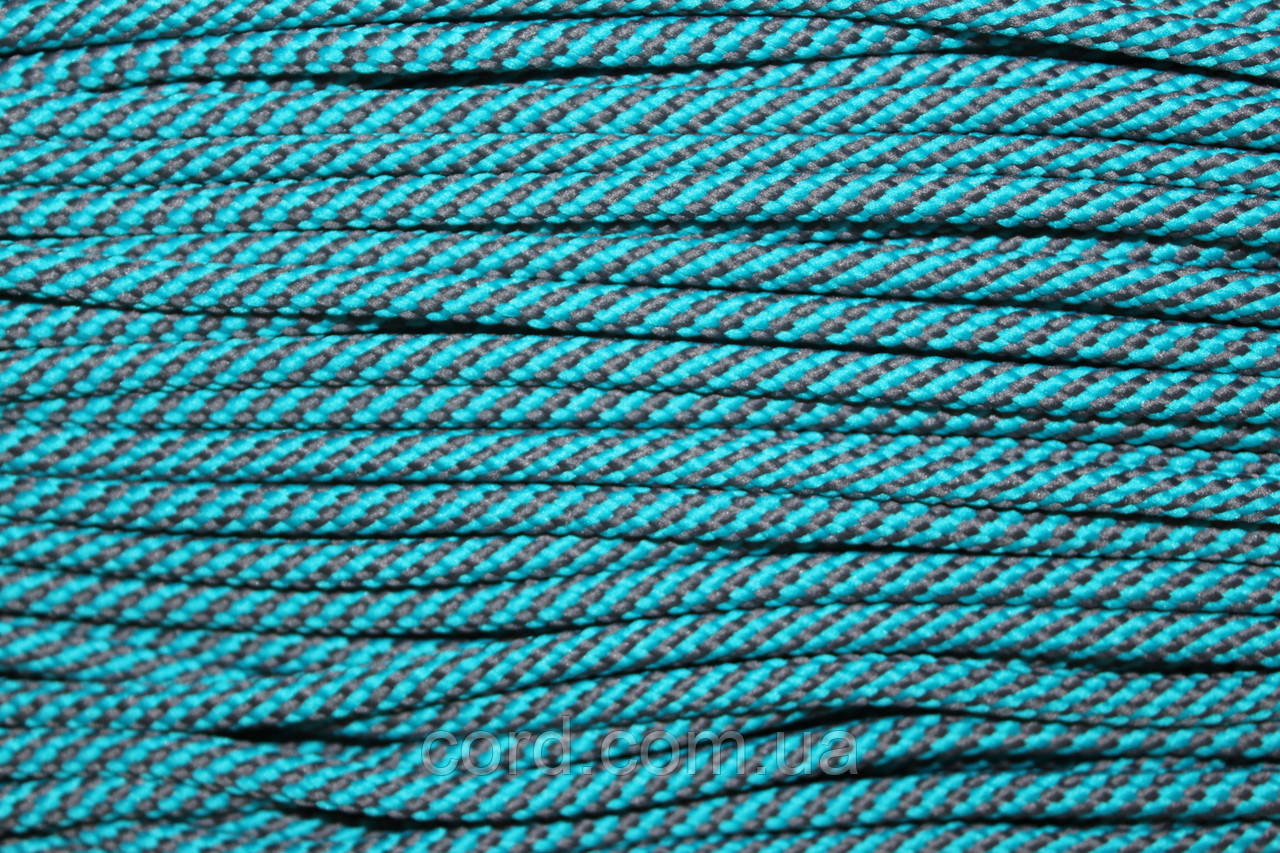 Шнур круглий спіраль 5мм морська хвиля+сірий моток 100м, фото 1