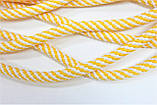 Шнур круглий спіраль 7мм жовтий+білий моток 100м, фото 2