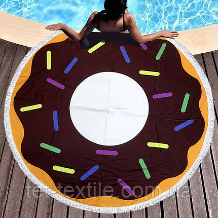 Кругле пляжний рушник Шоколадний пончик (150 см.), фото 2