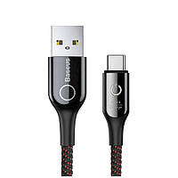 Type-C кабель QC3.0 3A Baseus C-Shaped Light Intelligent Power-Off USB to Type-C (1m) Black