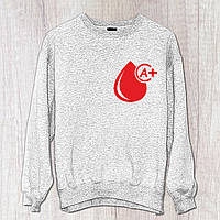 Чоловічий світшот із оригінальним принтом "Група крові А+"Push IT S, Сірий