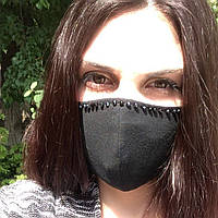 Багаторазова 3-шарова трикотажна тканинна бавовна маска для обличчя чоловіча жіноча дитяча з намистинами