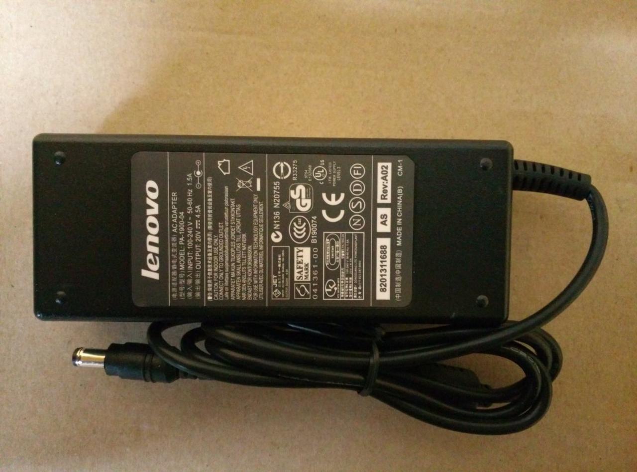 Блок живлення для ноутбука Lenovo 20V, 4.5A, 90W, 5.5*2.5мм, 3 hole, прямий роз'єм, black (без кабелю), фото 1