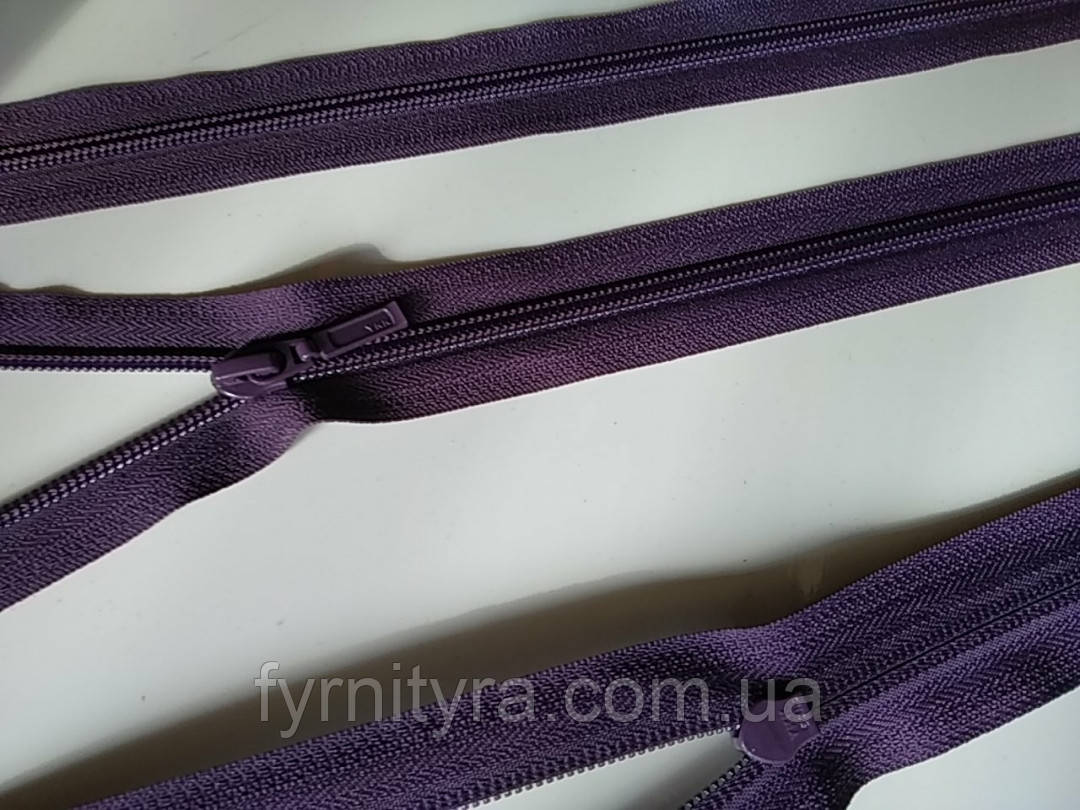 Блискавка спіраль YKK 80cm 1 бегунок роз'ємна т.бузок