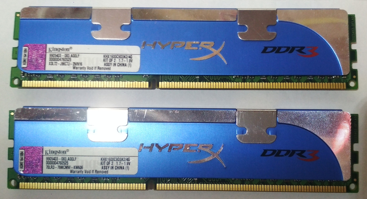 4GB 2*2GB DDR3 1600MHz Kingston HyperX PC3 12800U 1Rx8 RAM Оперативна пам'ять CL9