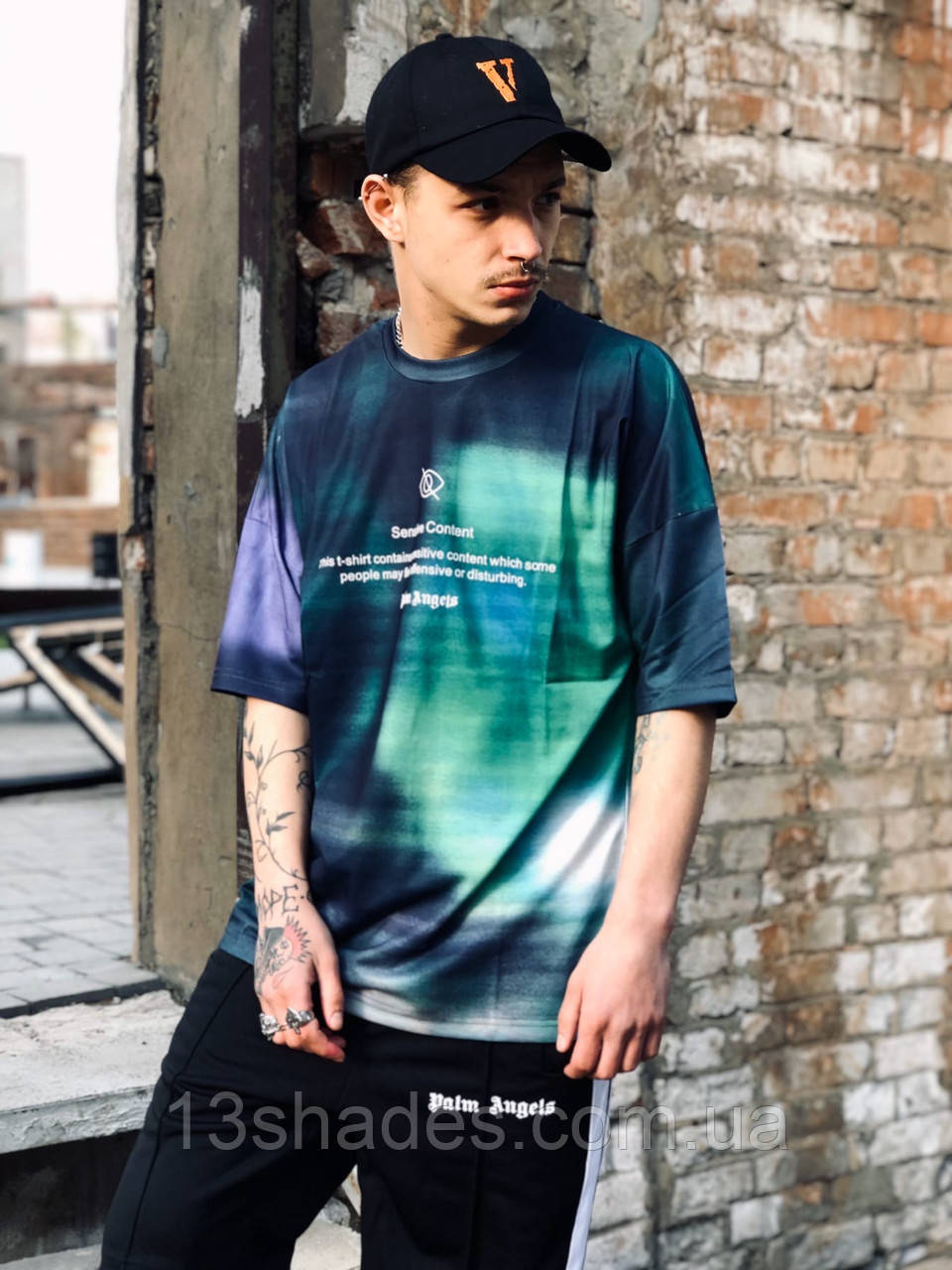 Футболка чоловіча унісекс Palm Andgels бавовна чорний Київ, фото 1